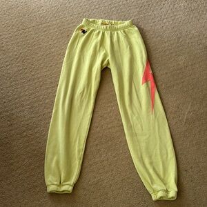Aviator Nation bolt sweatpants neon yellow S